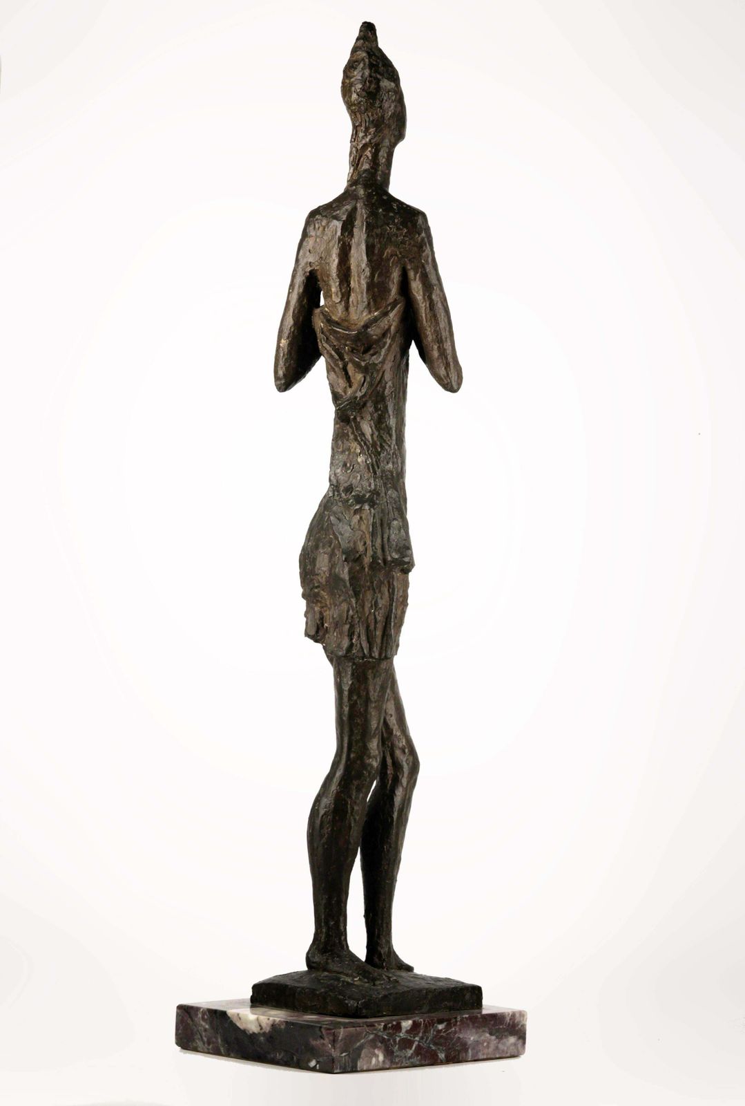 Early 20th Century Expressionist Patinated Bronze Woman Sculpture With Marble Base Signed By Italian Sculptor A. Monti photo Art