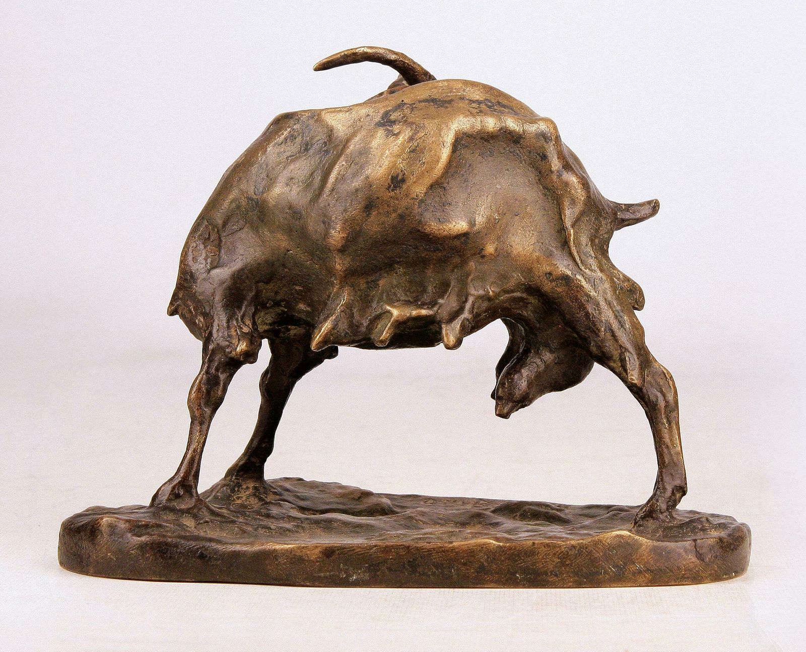 Patinated Bronze Early 20th Century Sculpture Of Goat By Italian Sculptor Ernesto Bazzaro photo Art