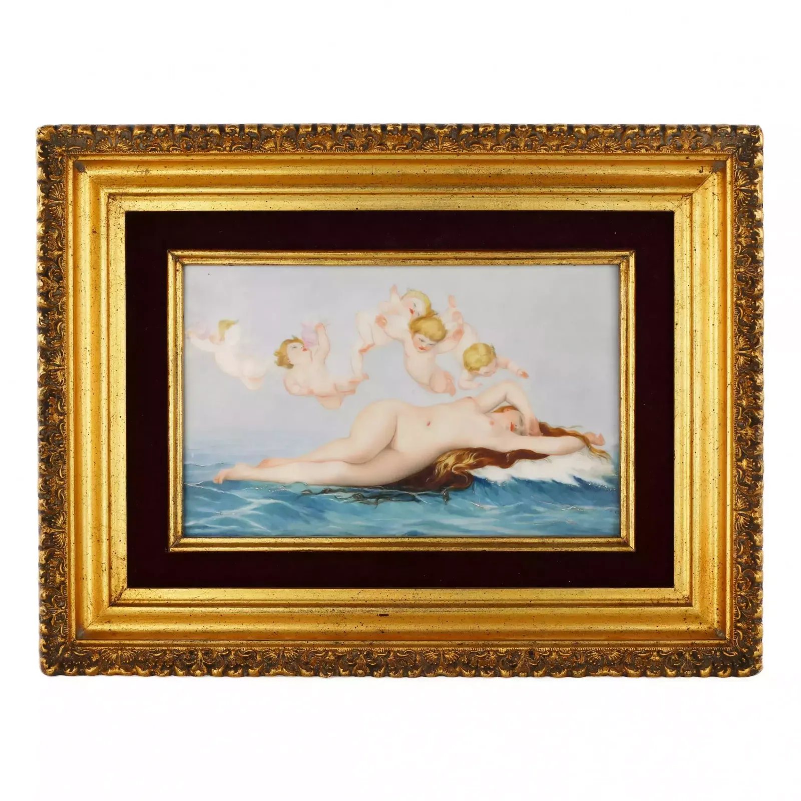 Porcelain Plaque The Birth Of Venus. Alexandre Cabanel. Late 19th Century
