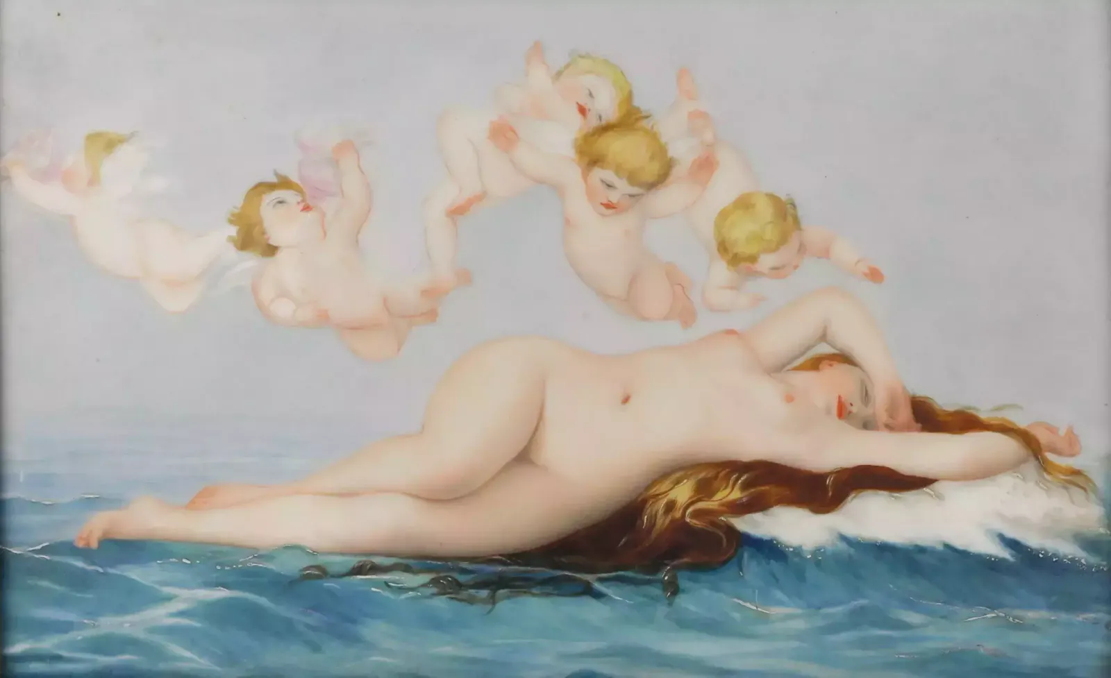 Porcelain Plaque The Birth Of Venus. Alexandre Cabanel. Late 19th Century photo furniture