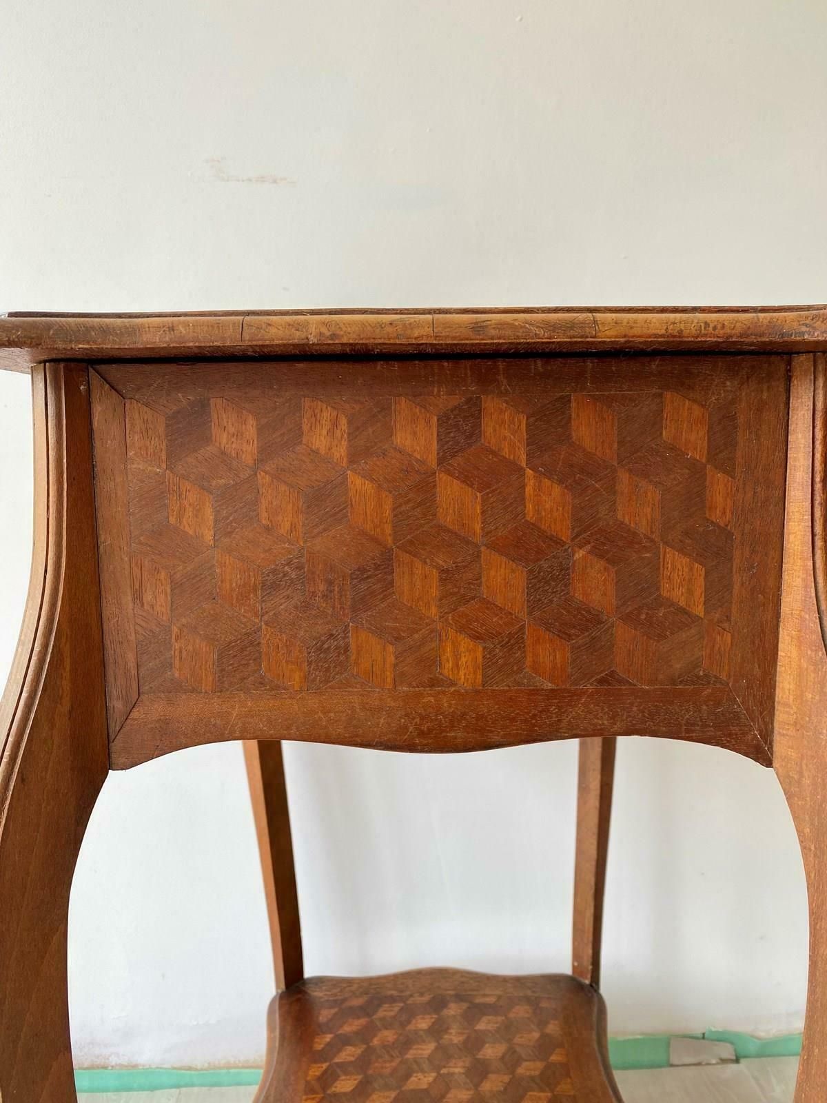 Antique French Geometric Vanity Side Table photo furniture