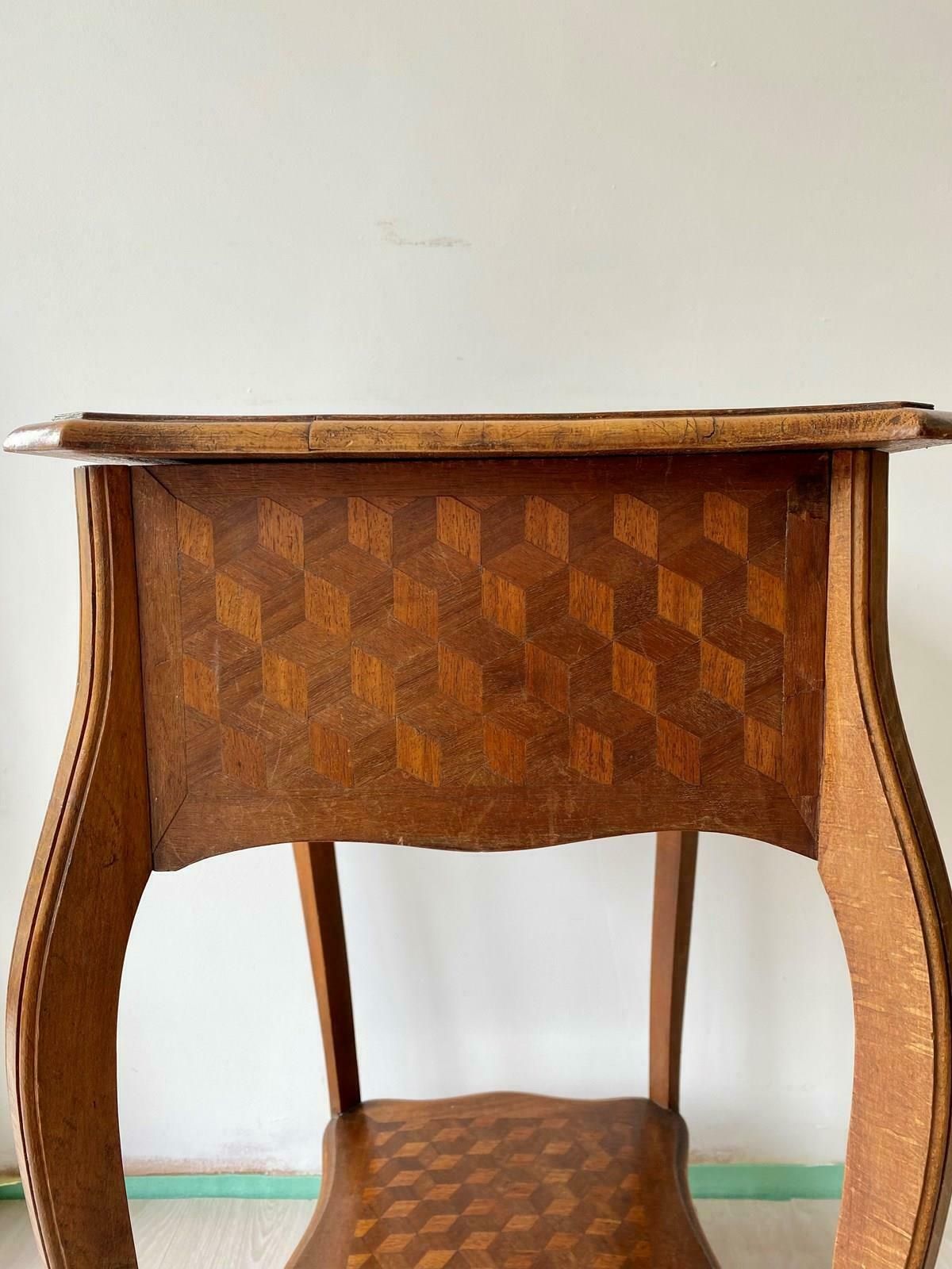 Antique French Geometric Vanity Side Table photo vintage