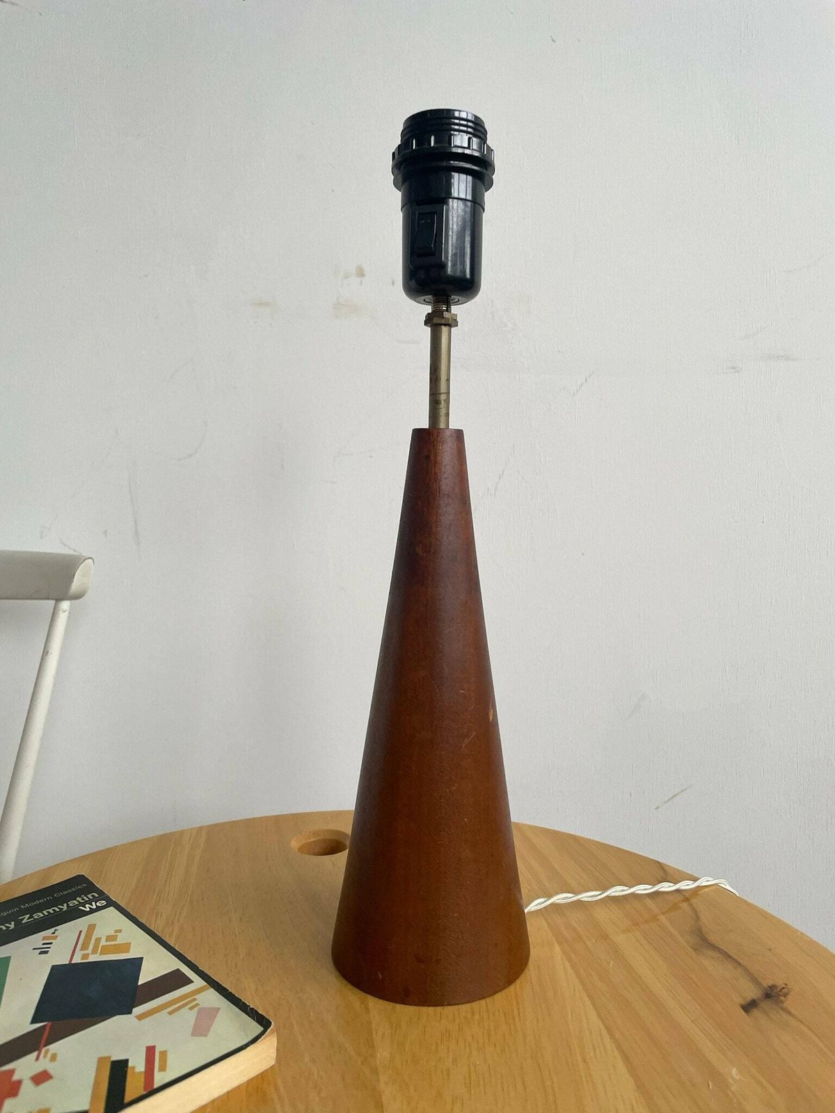 Tall Danish Teak Side Lamp In A Cone Shape 1960s 70s Mid Century photo for sale