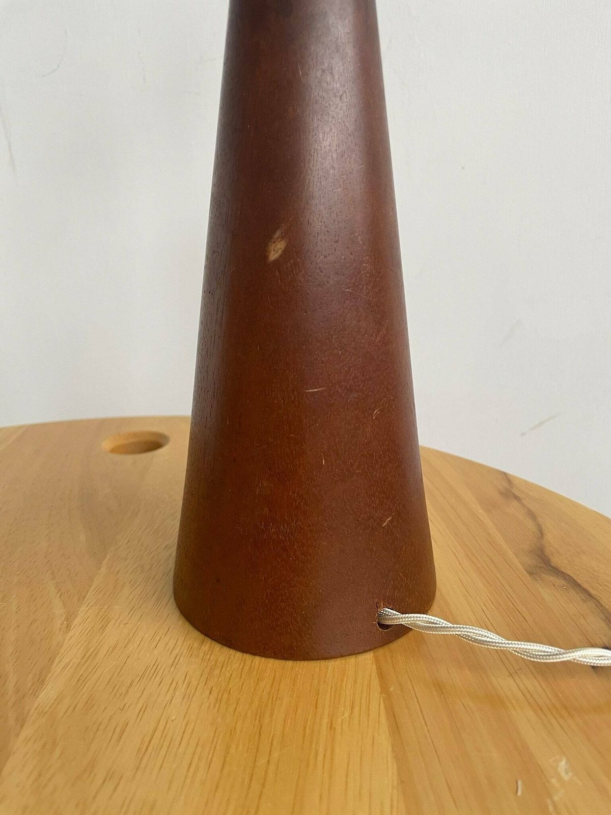 Tall Danish Teak Side Lamp In A Cone Shape 1960s 70s Mid Century photo vinterior