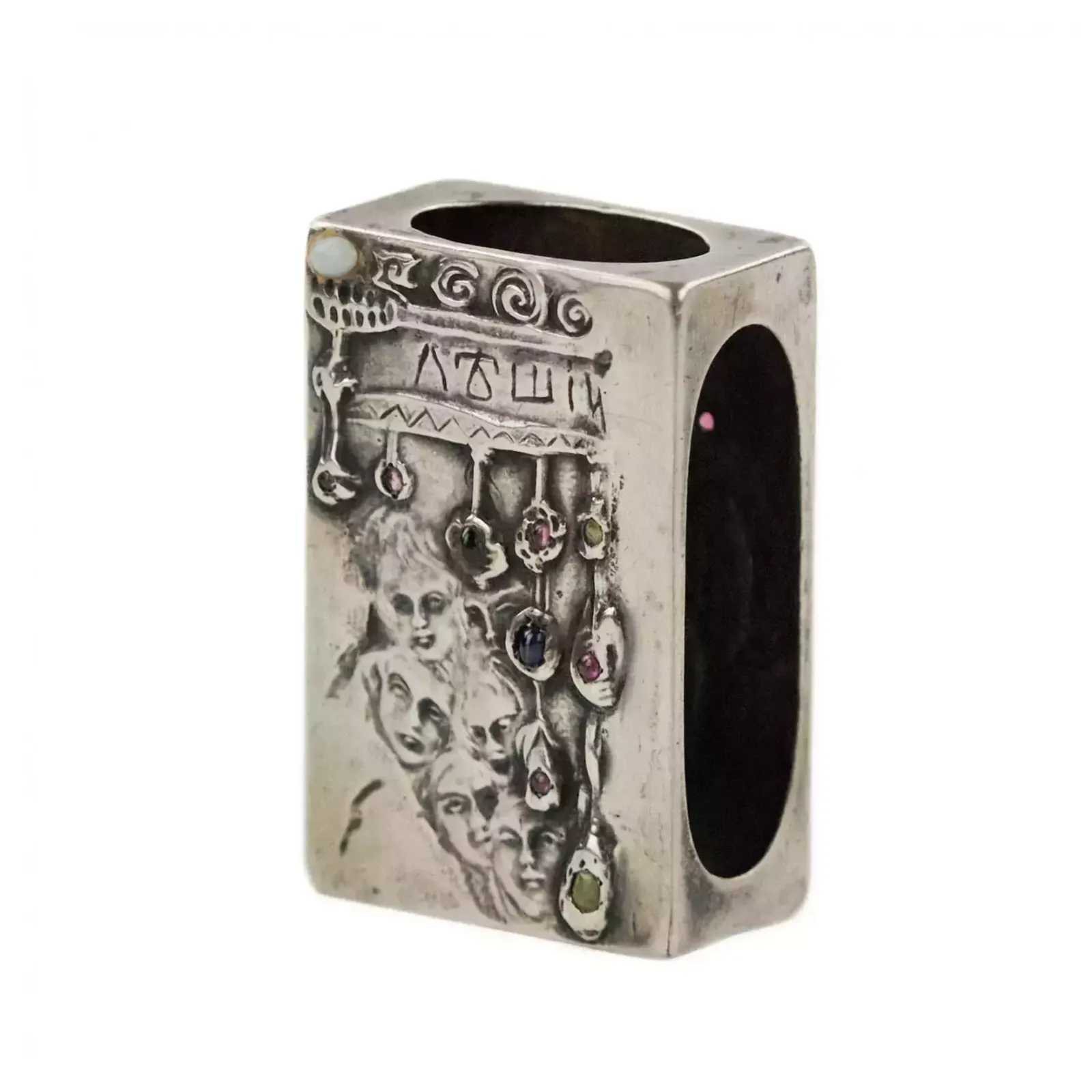 Silver Match Holder, Made In The Russian Art Nouveau Style, With The Image Of A Goblin. photo Home Decor