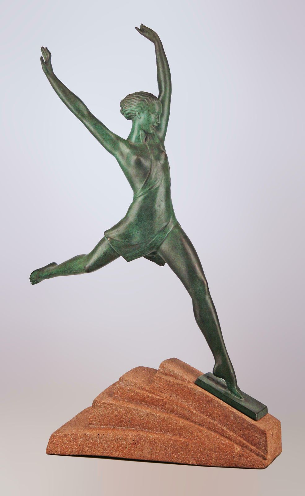 'Olimpia': Art Déco French Spelter Sculpture With Stone Base By Pierre Le Faguays (Fayral) For Max Le Verrier photo furniture