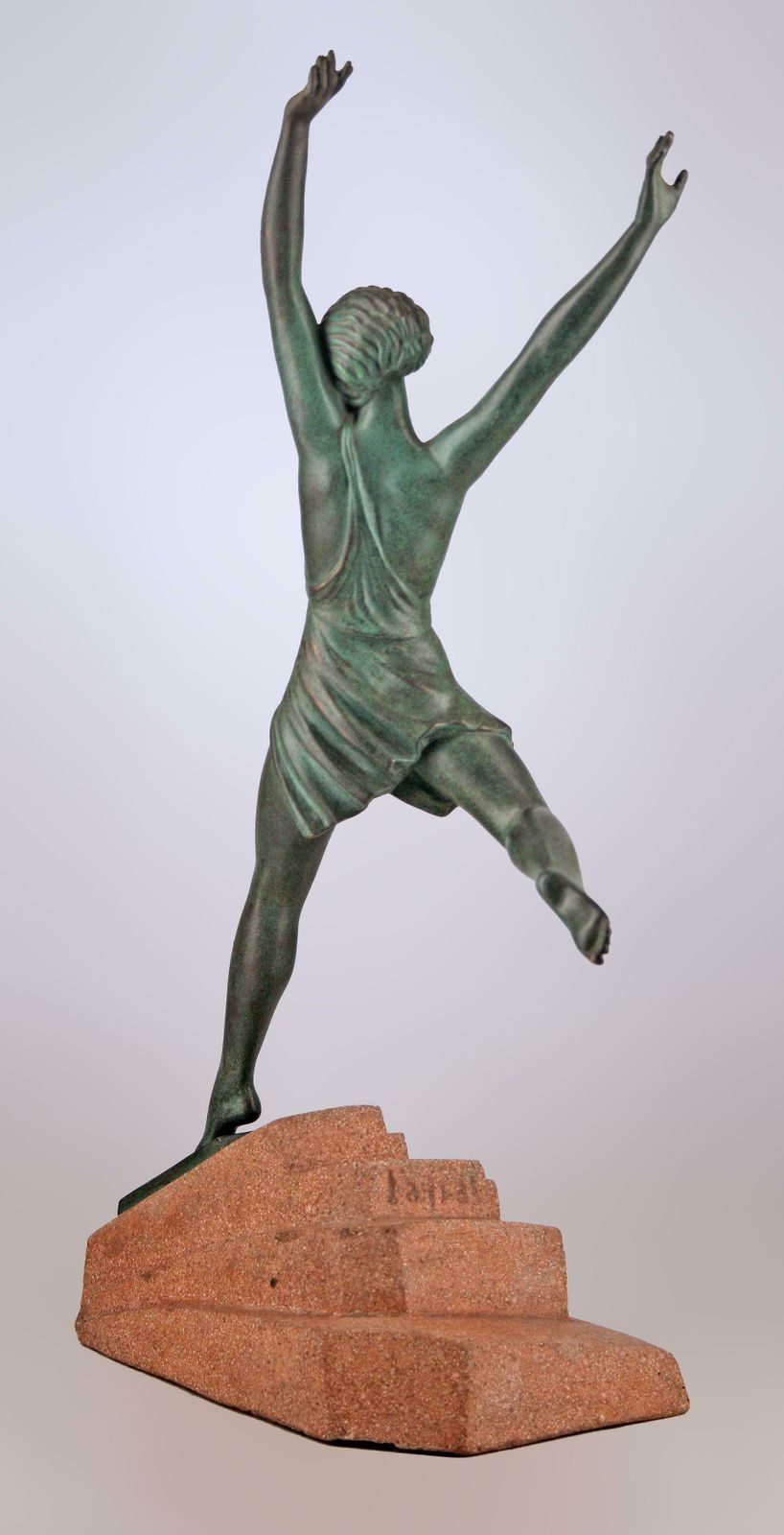 'Olimpia': Art Déco French Spelter Sculpture With Stone Base By Pierre Le Faguays (Fayral) For Max Le Verrier photo 2500.0