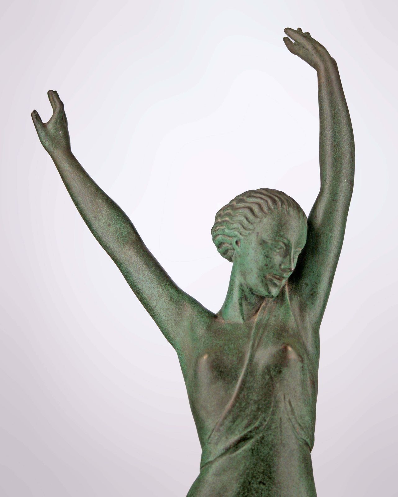'Olimpia': Art Déco French Spelter Sculpture With Stone Base By Pierre Le Faguays (Fayral) For Max Le Verrier photo buy