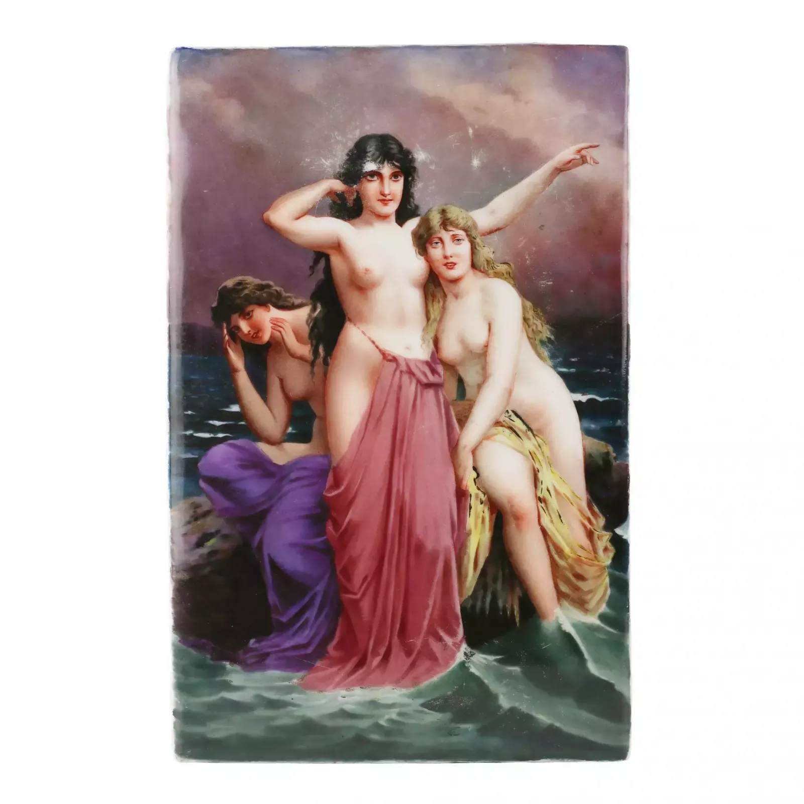 Porcelain Plaque Of Naiad. Europe 19th Century.