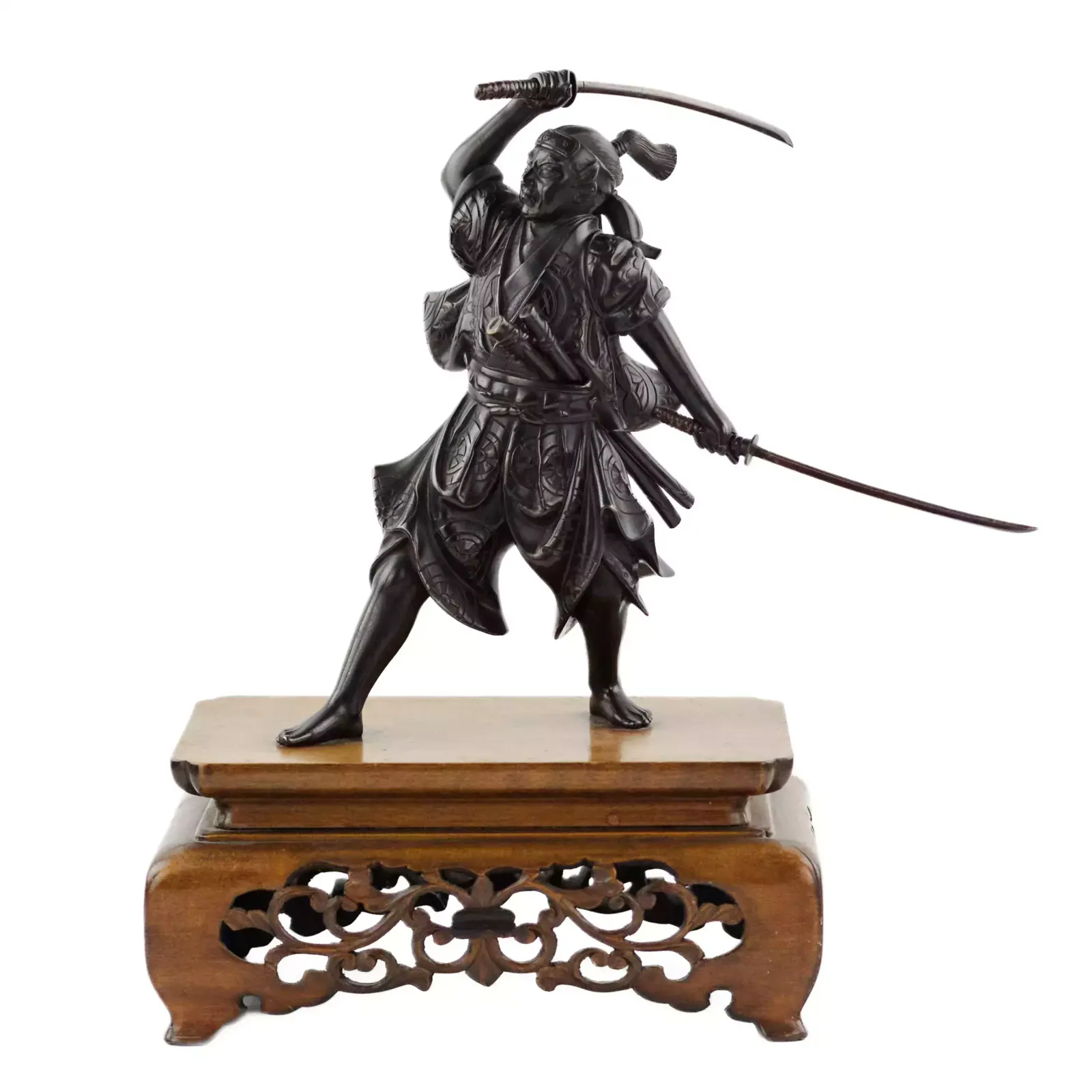 Japanese Bronze Sculpture Of A Samurai Warrior. Japan. Meiji. The Turn Of The 19th 20th Century