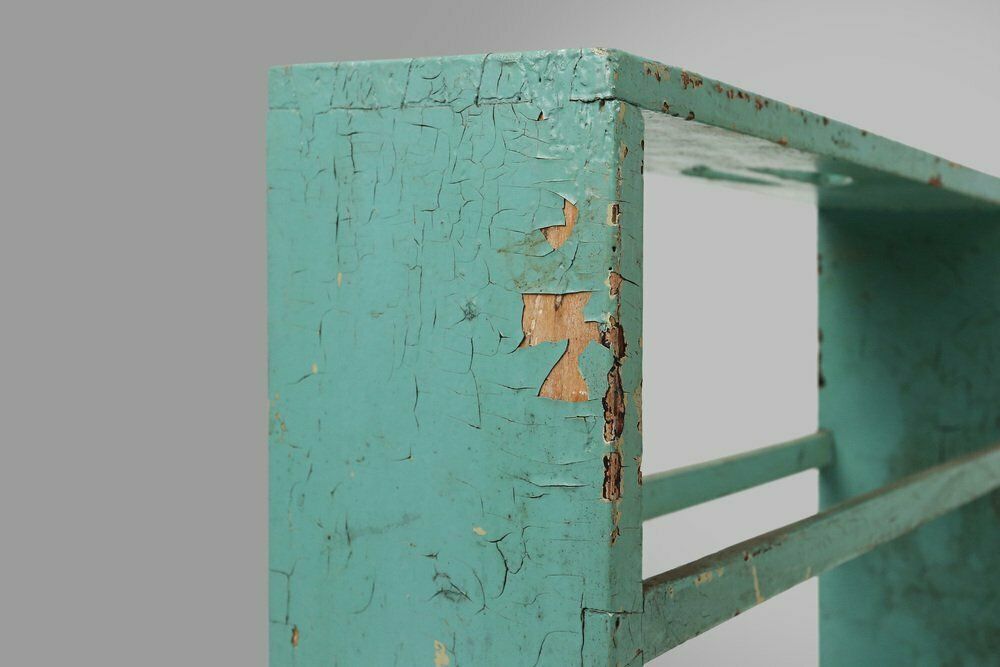 Small Industrial Mint Colored Rack Or Bookcase With 4 Shelves, Belgium, 1920s photo 612.0