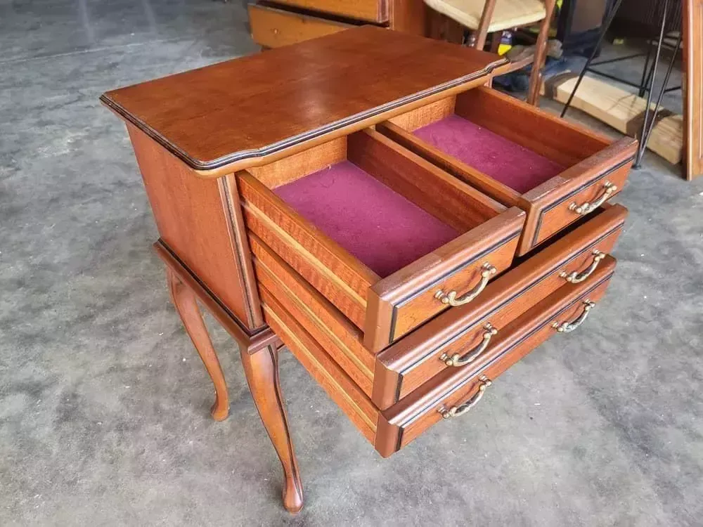 Antique Repro Small Side Table Cutlery Collectors 2 Over 2 Drawers photo furniture