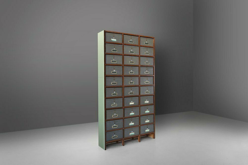 Industrial Filing Cabinet In Wood, Belgium, 1920s photo furniture