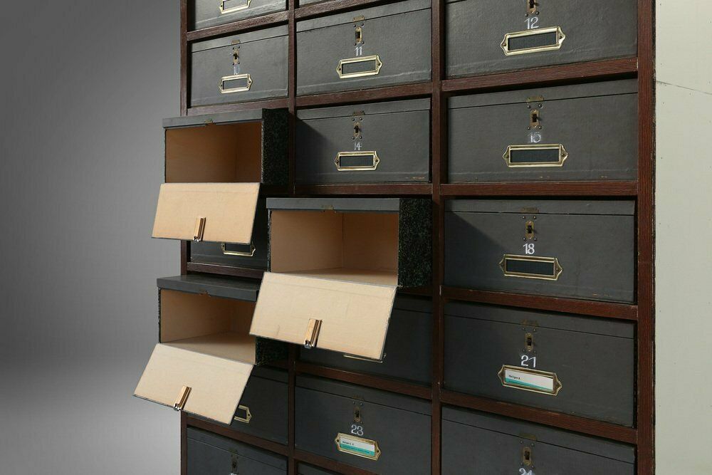 Industrial Filing Cabinet In Wood, Belgium, 1920s photo 1532.0
