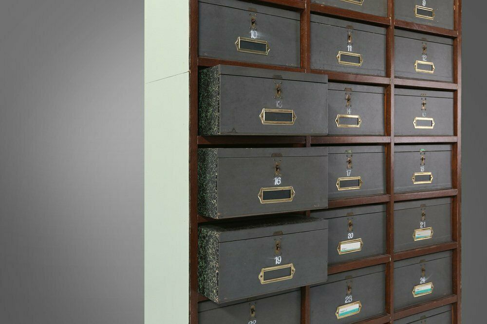 Industrial Filing Cabinet In Wood, Belgium, 1920s photo vinterior