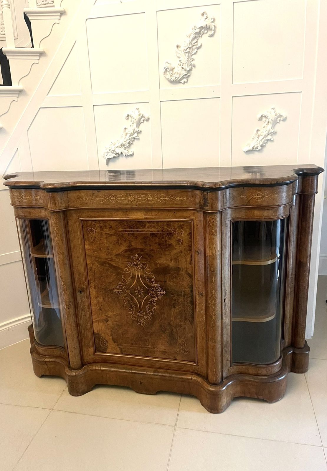 Superb Quality Antique 19th Century Burr Walnut Inlaid Credenza