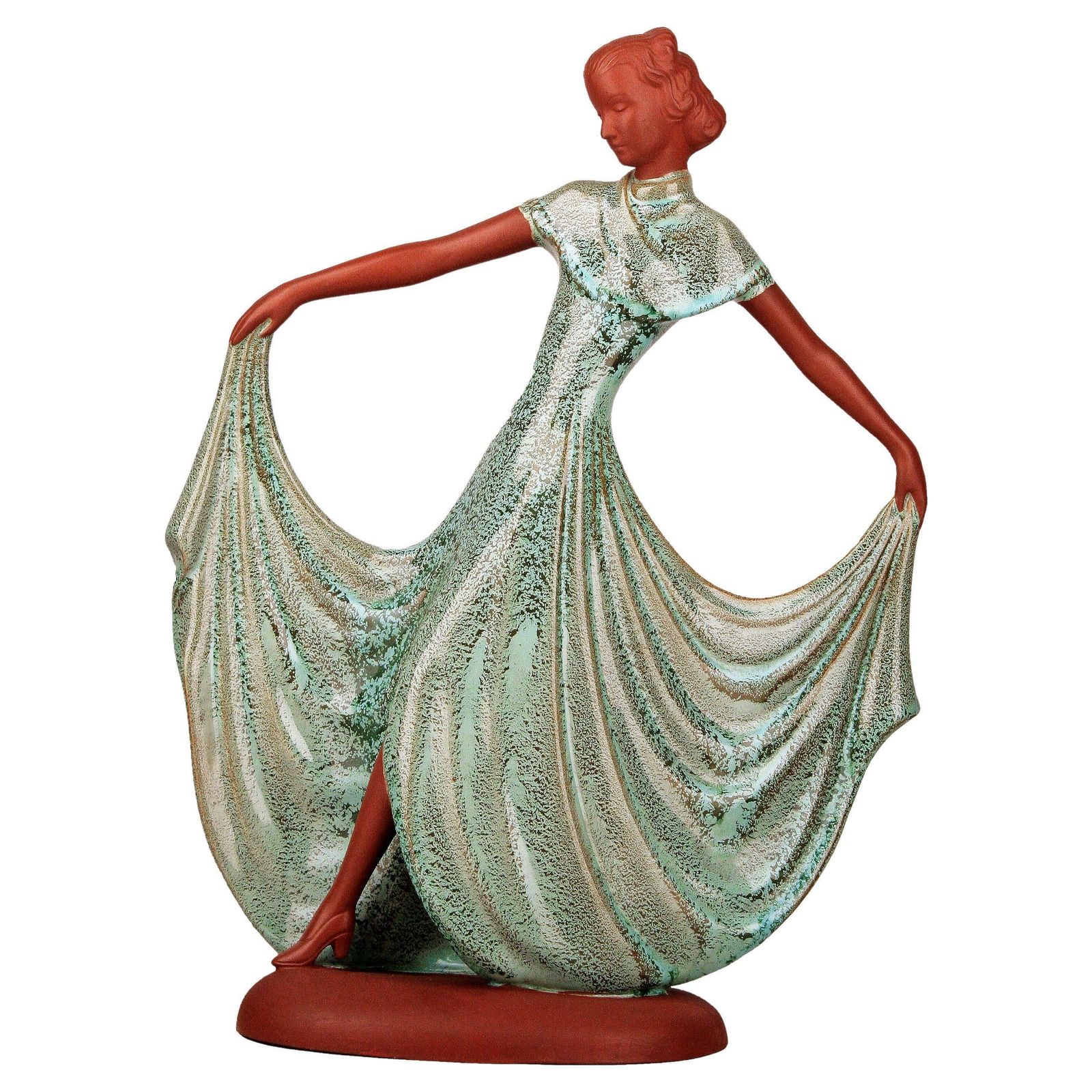 Goldscheider Like Art Déco Dancing Lady Unglazed Porcelain Figurine From United Kingdom