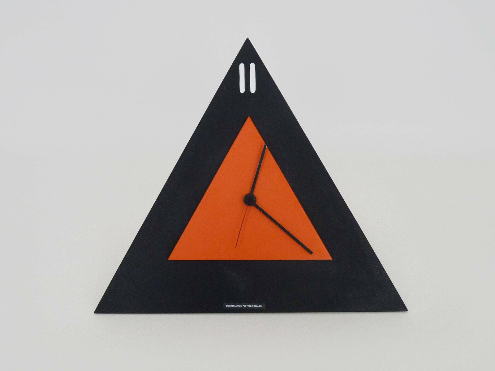 Postmodern Black Table Clock By Shiseido Japan, Memphis 1980s