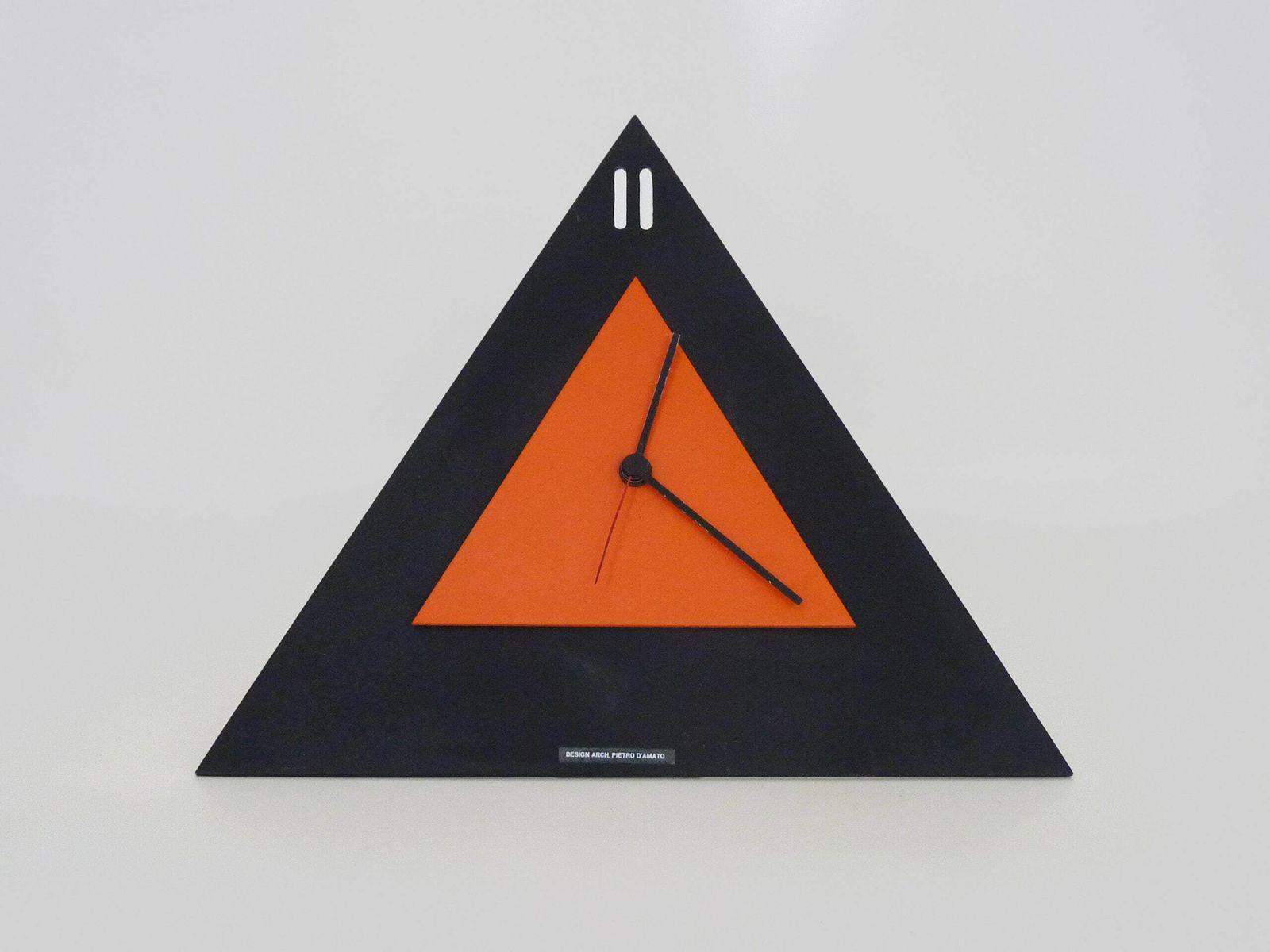 Postmodern Black Table Clock By Shiseido Japan, Memphis 1980s photo Home Decor
