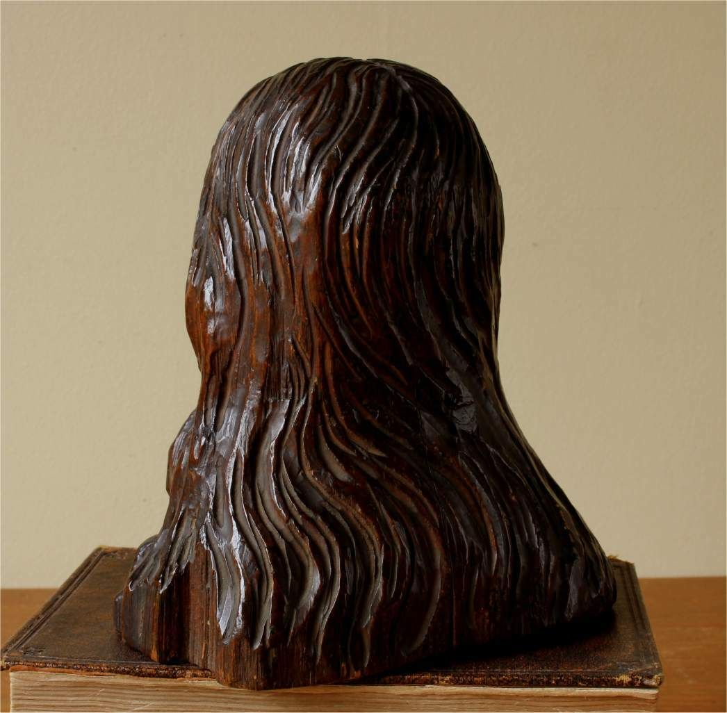 Carved Wood Jesus Christ Statue Head. 19th Century Religious Carving. photo buy