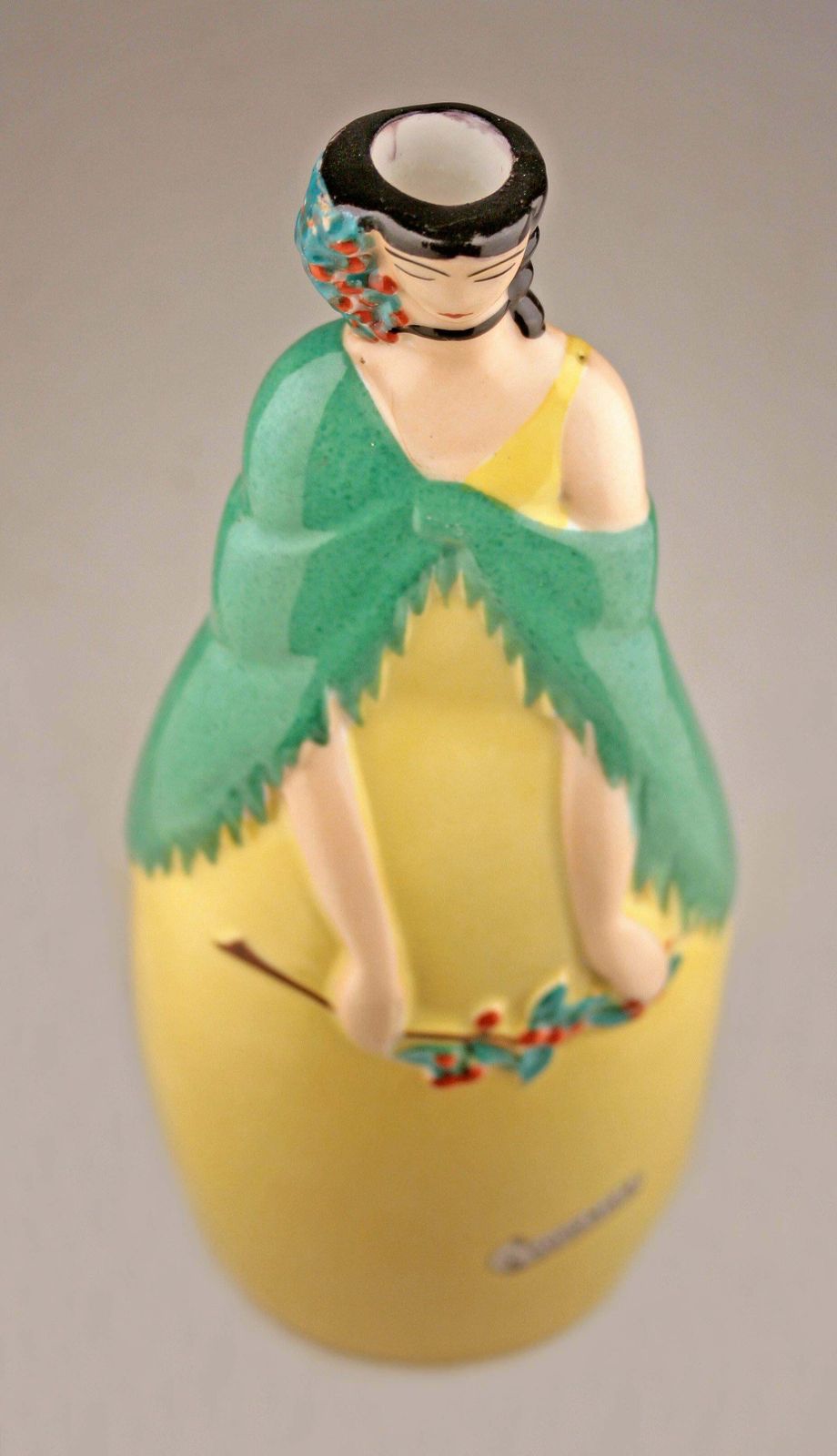 Robj Like Art Déco French Glazed And Painted Porcelain Bottle With Cork Stopper photo buy