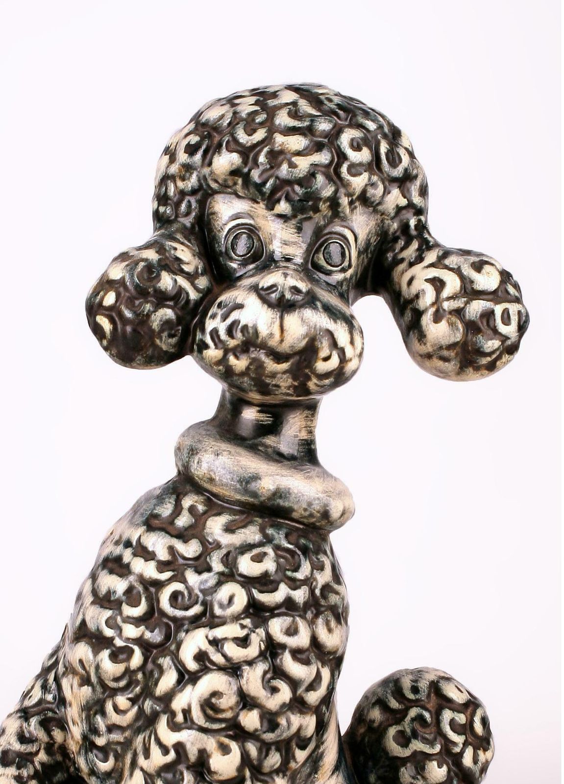 Mid 20th Century French Unglazed Hand Painted Ceramic Figurine Of A Poodle/Dog By Atelier Primavera Au Printemps photo 900.0