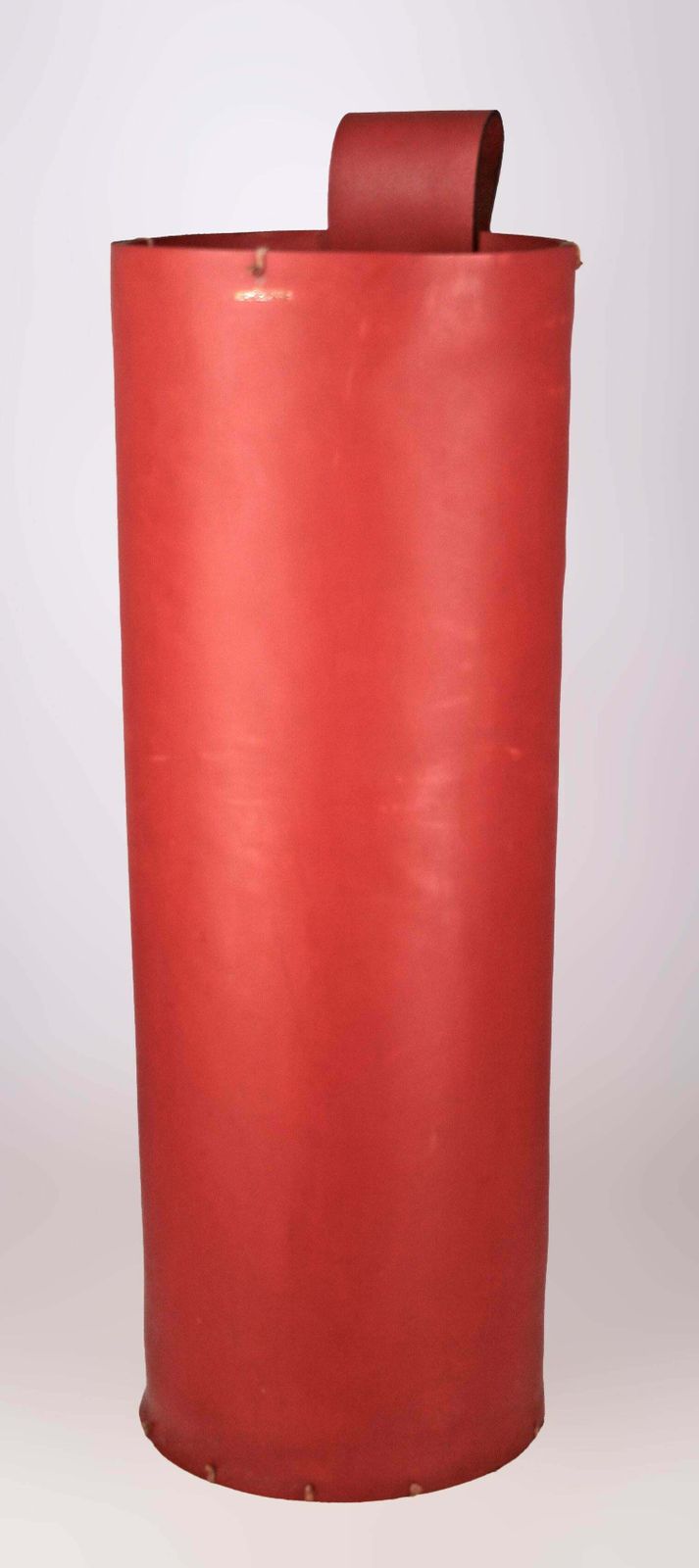 Mid 20th Century Modern French Red Leather Cylindrical Umbrella Stand By Hermès Paris photo furniture