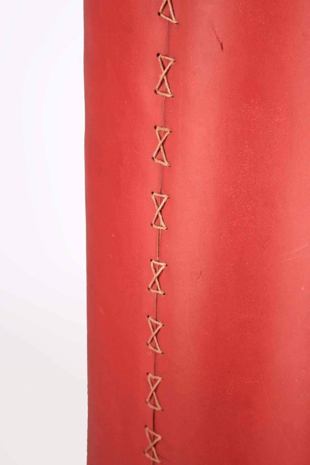 Mid 20th Century Modern French Red Leather Cylindrical Umbrella Stand By Hermès Paris photo vinterior