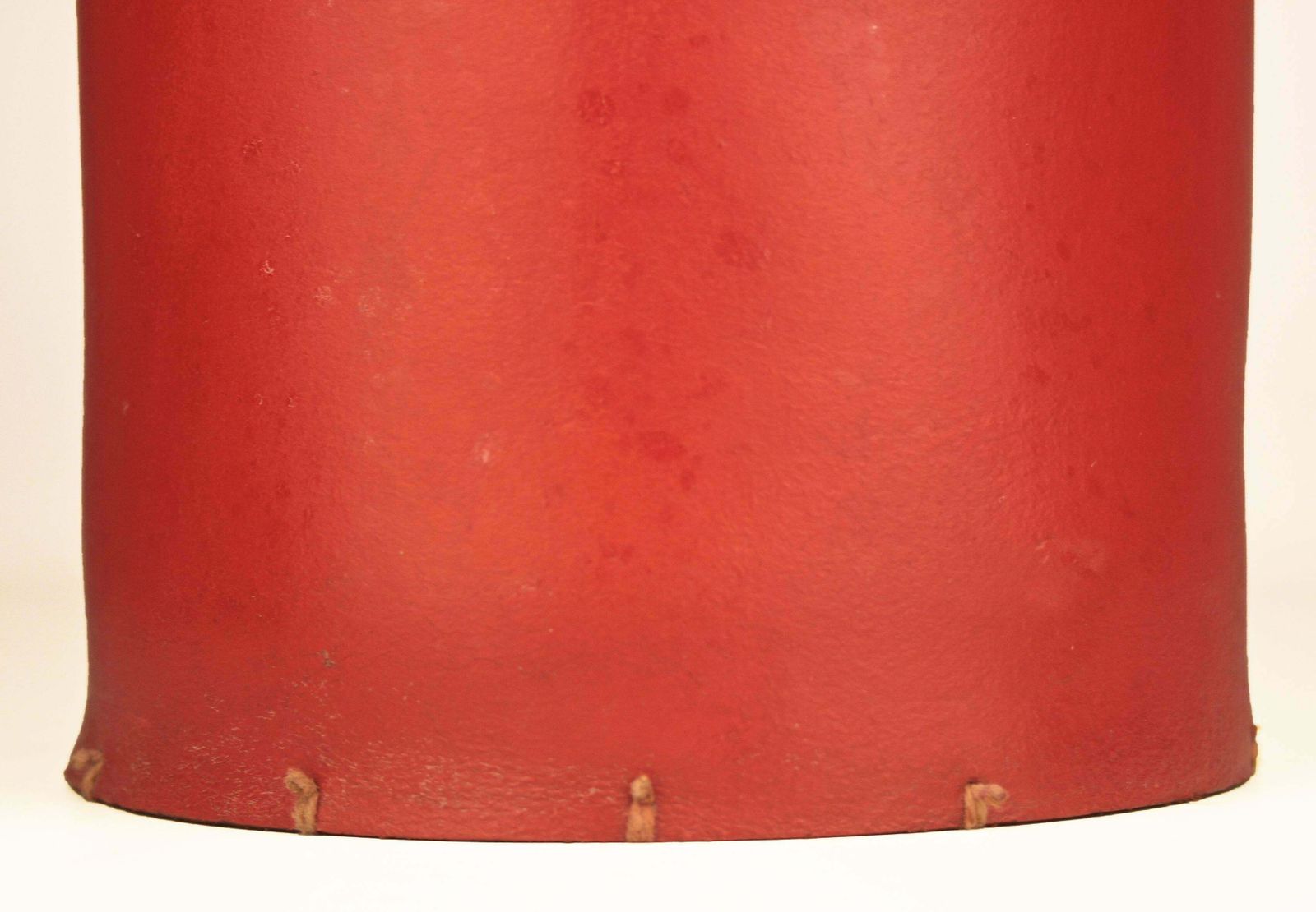 photo for sale Mid 20th Century Modern French Red Leather Cylindrical Umbrella Stand By Hermès Paris