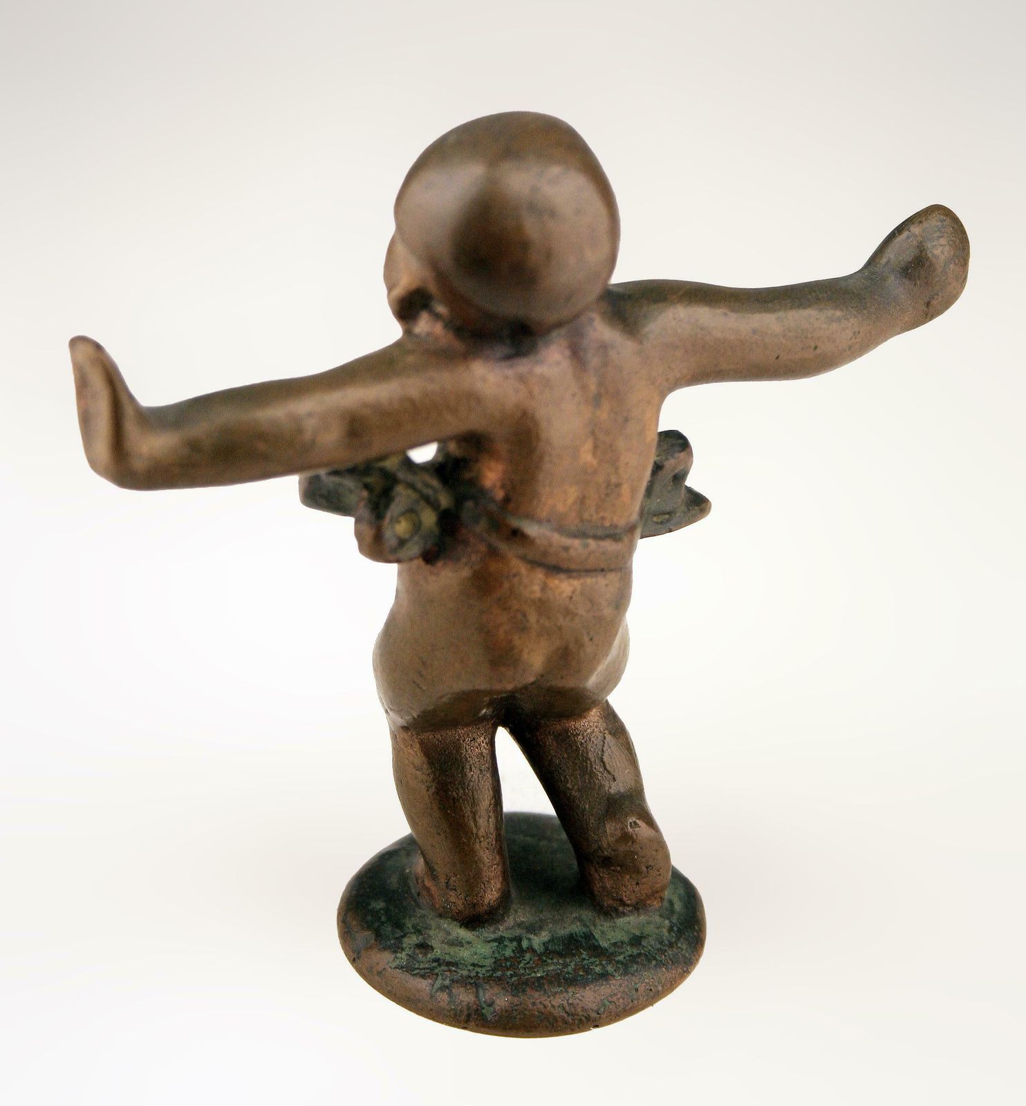 Early 20th Century Art Déco Small Bronze Sculpture Of Girl With Skirt Dancing photo Home Decor