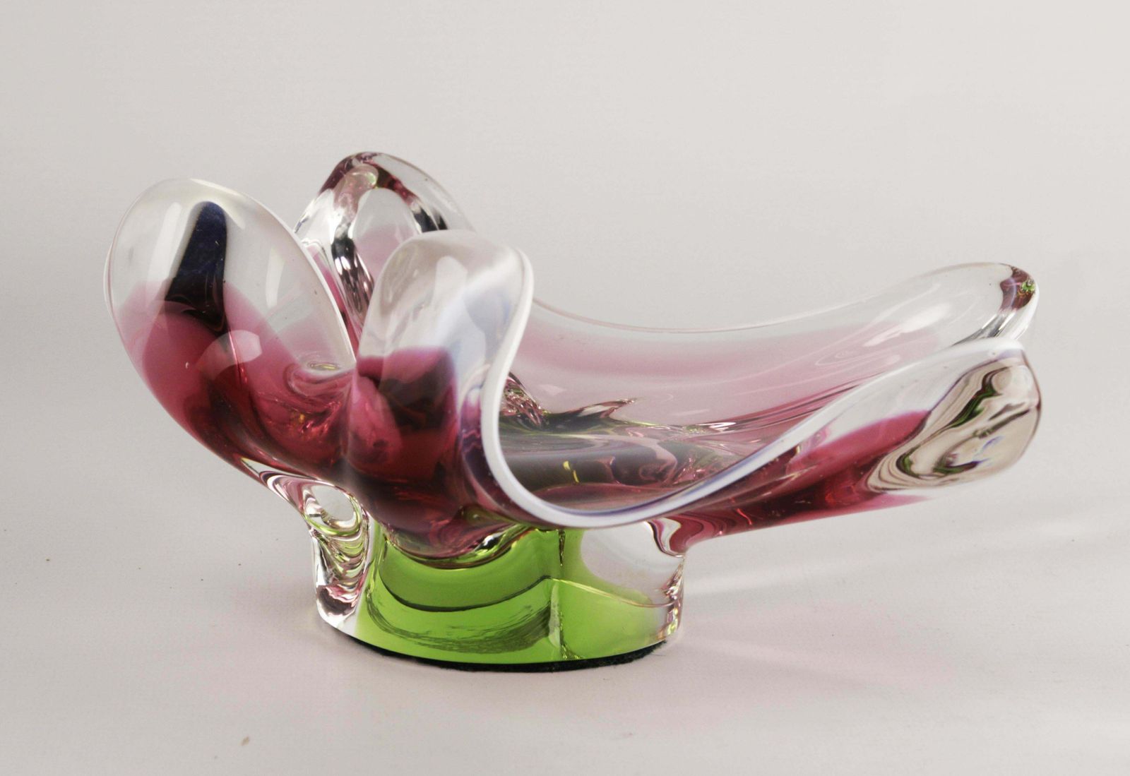Mid 20th Century Modern Czech Art Glass Decorative Bowl By Josef Hospodka For Chribska Glassworks photo for sale