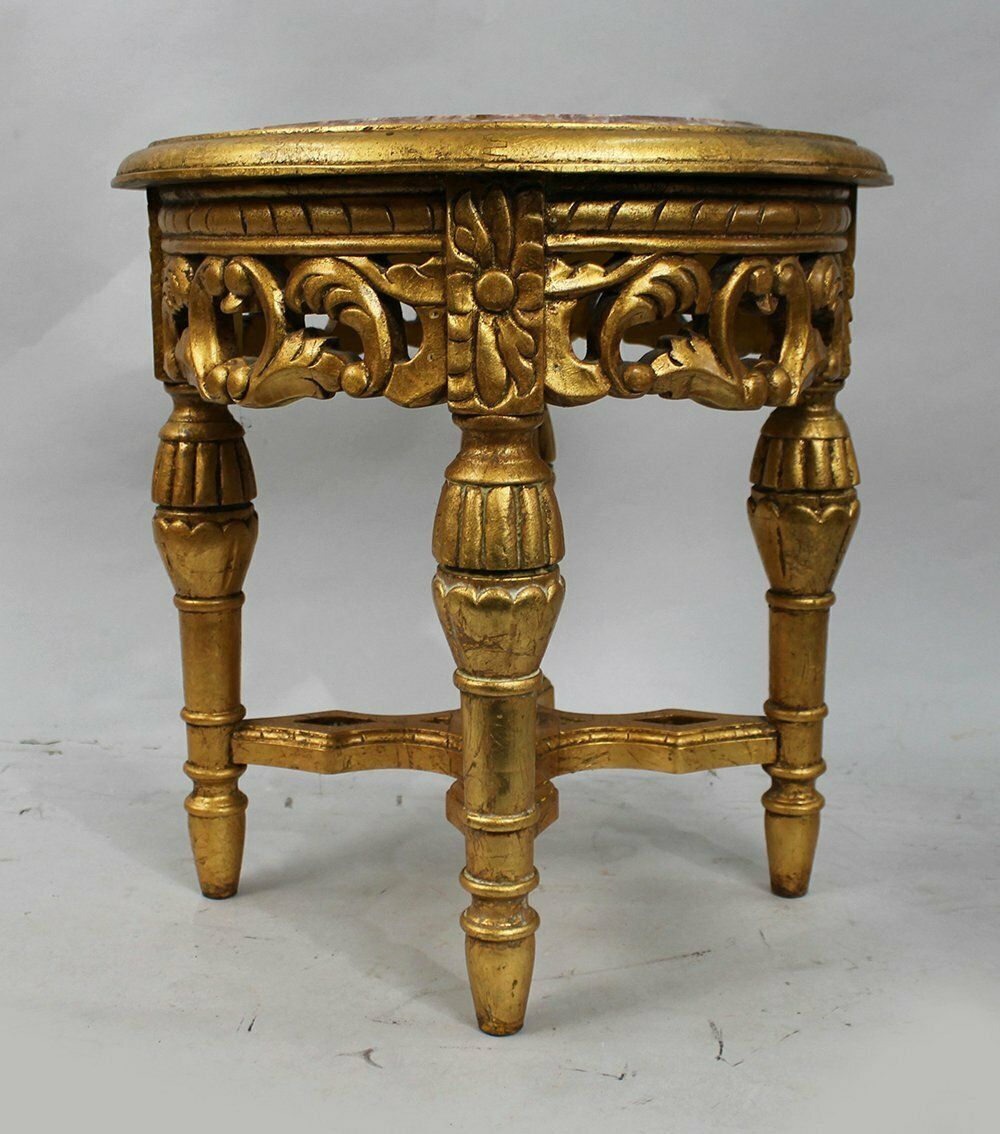 Louis XV Style Giltwood Rouge Marble Lamp Table photo Furniture