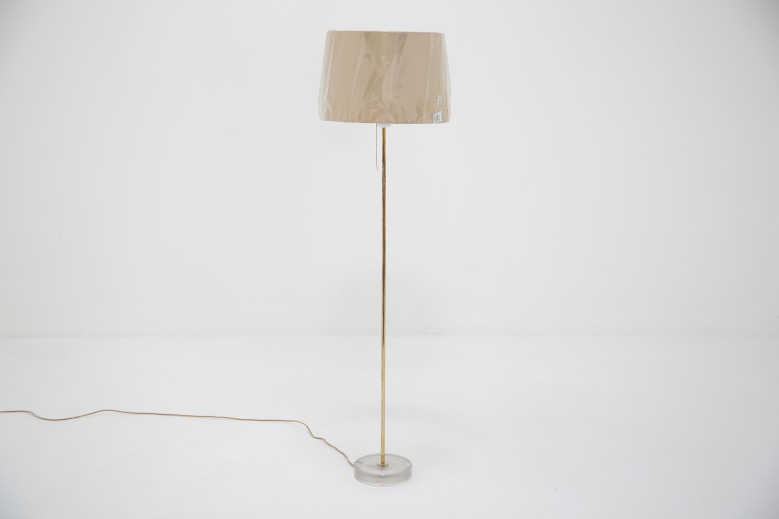 Mid Century Brass And Glass Floor Lamp, Flb, Sweden, 1960s.