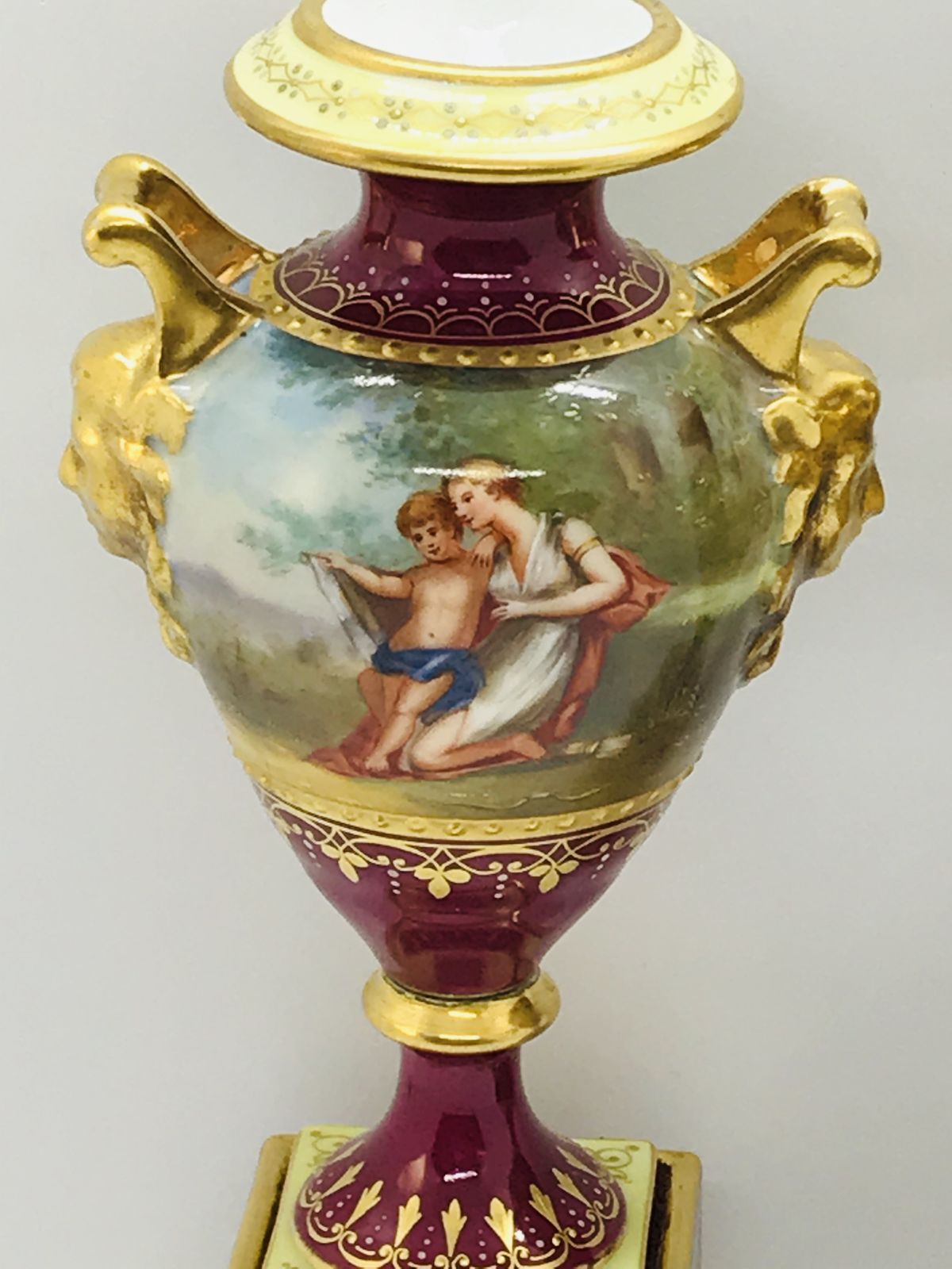 Pair Of Antique 19th Century Post Royal Vienna Urns By K.Weh 20 Centimeters photo vinterior