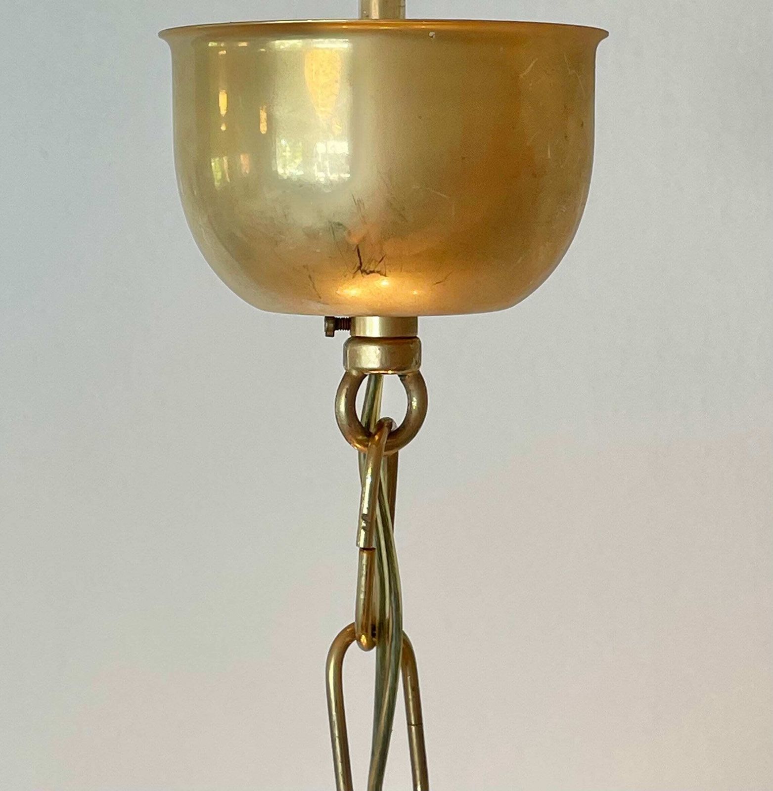 Swedish Mid Century 1970s Luxury Chandelier In Gold Metal With Crystal Cut Glass And Beautiful Details photo vintage