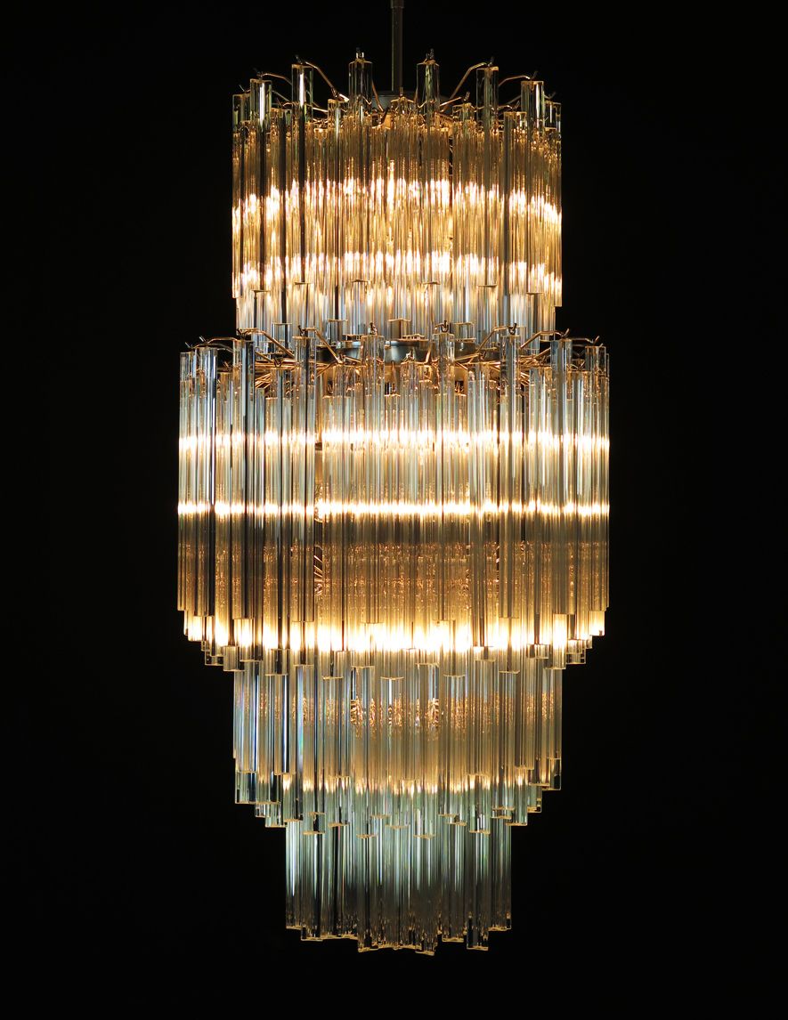Huge Murano Chandelier Trasparent Triedri – 242 Prism   Arianna Model photo vinterior