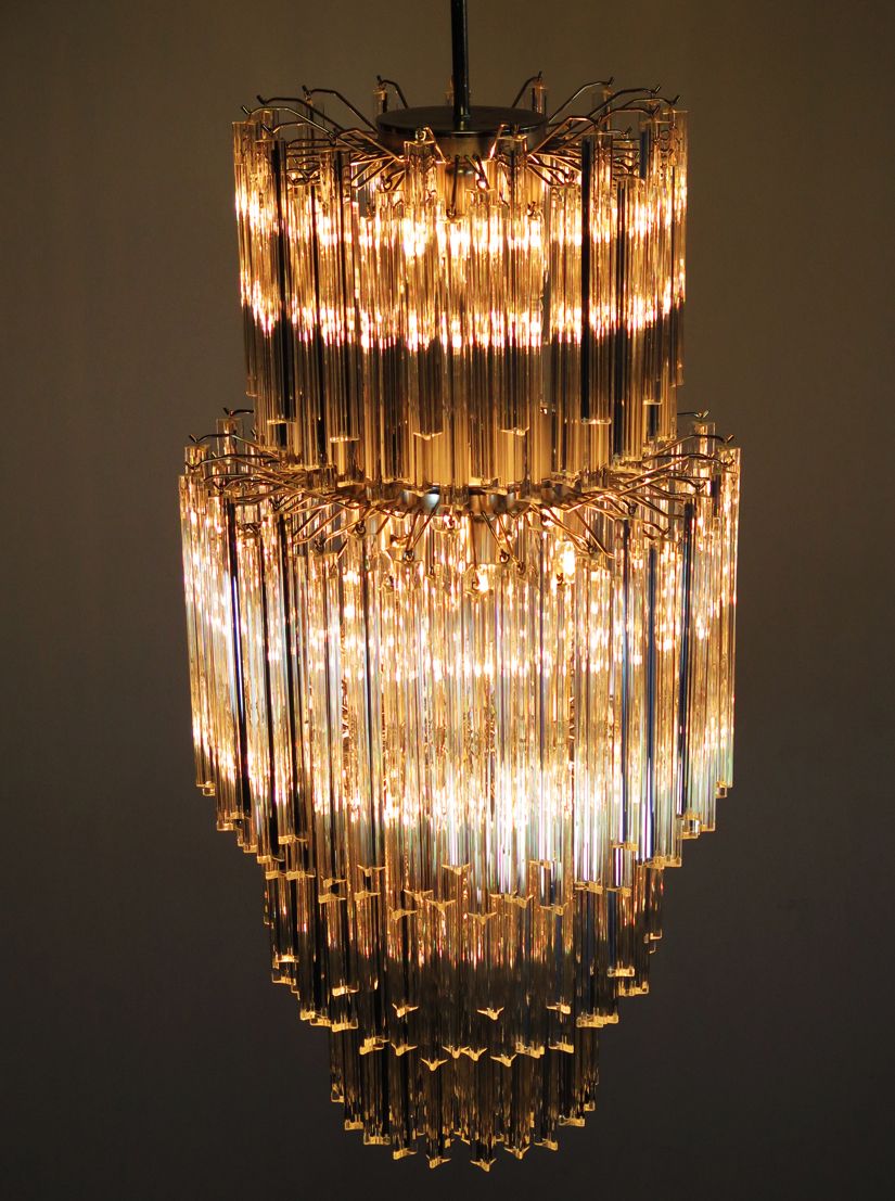 Huge Murano Chandelier Trasparent Triedri – 242 Prism   Arianna Model photo buy