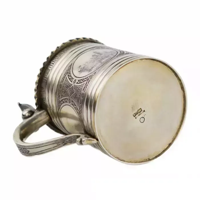 Russian Beer Mug Made Of Silver. P. Ovchinnikov. 1871 photo for sale