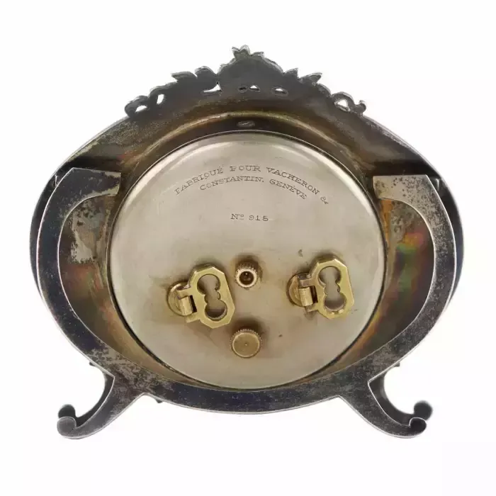 Silver Alarm Clock, Vacheron Constantin, With Guilloché Enamel. Switzerland, 1928. photo for sale