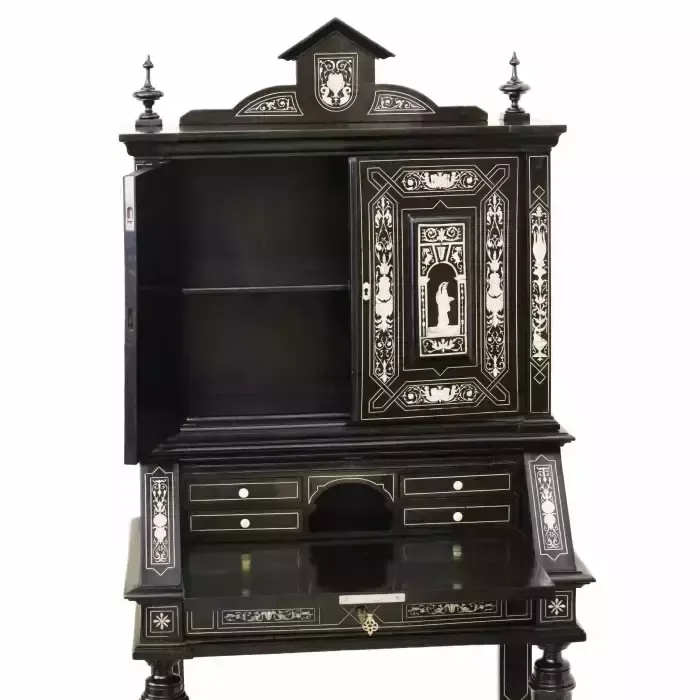 A Superb Italian Ebony And Ivory Cabinet From The Late 19th Century. photo furniture