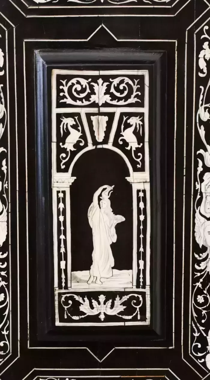 A Superb Italian Ebony And Ivory Cabinet From The Late 19th Century. photo vinterior