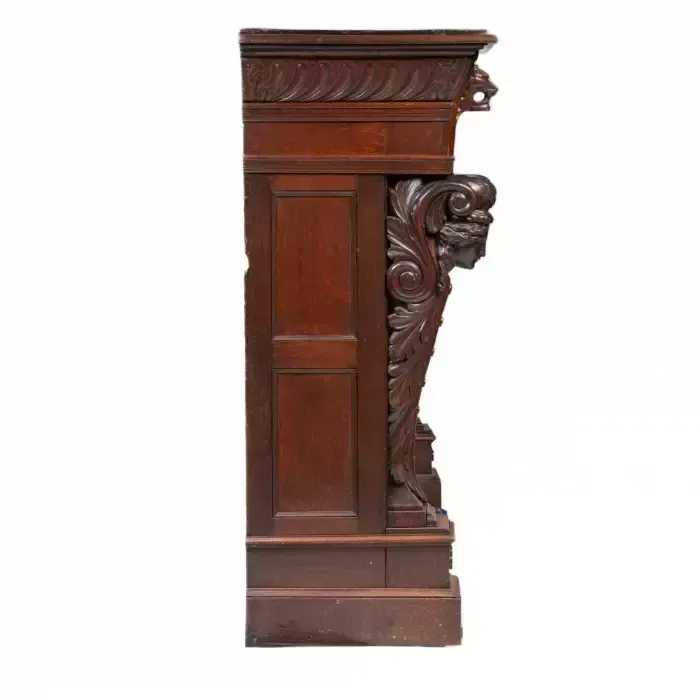 Carved Oak Fireplace In Renaissance Style. photo furniture