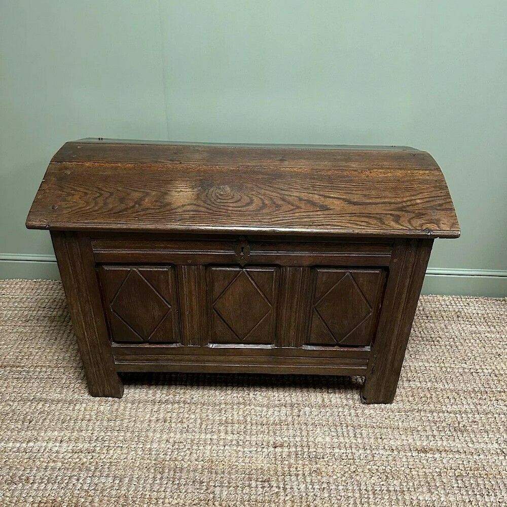 Unusual 18th Century Dome Top Country Oak Antique Coffer photo Furniture