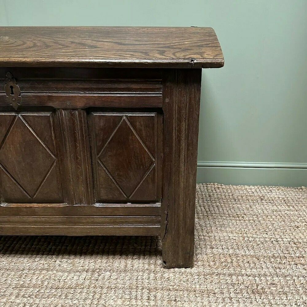 Unusual 18th Century Dome Top Country Oak Antique Coffer photo vintage