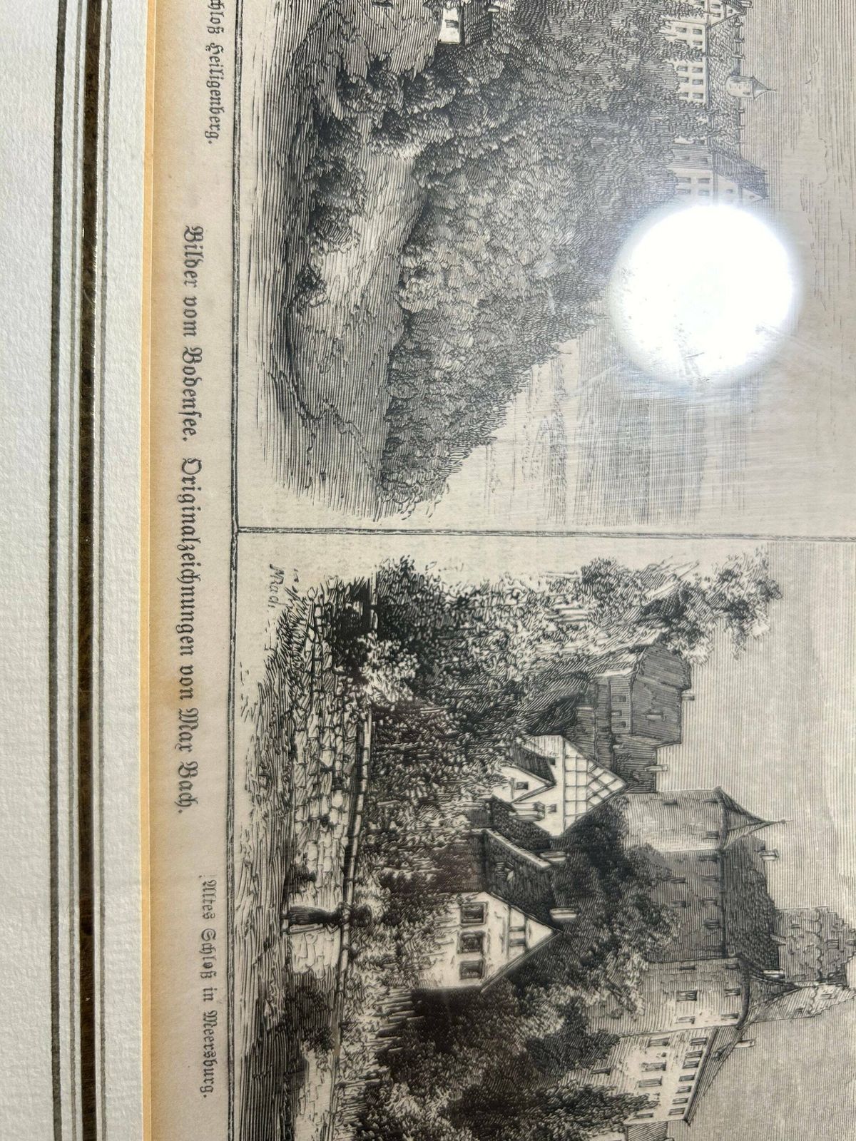 Vintage Xyograpie Bodensee Germany Original Framed Picture 1871 photo vintage