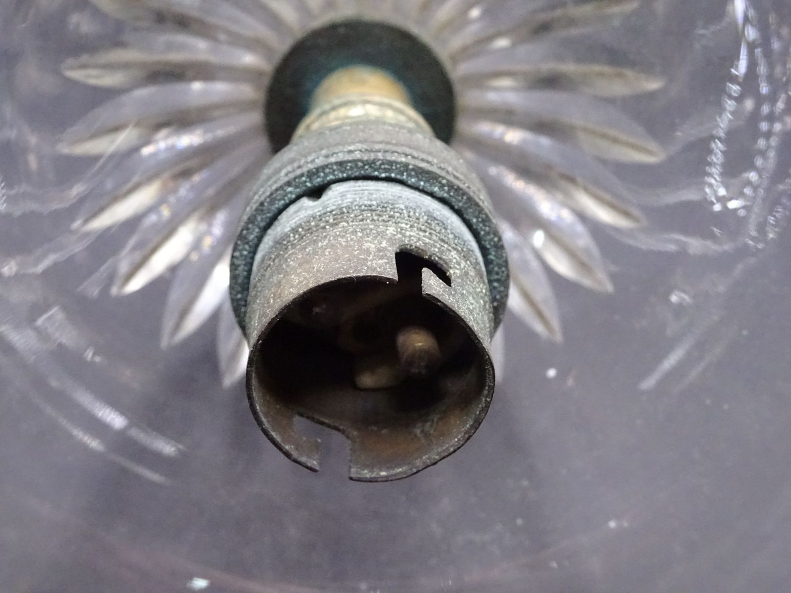 photo vinterior Art Nouveau Cut Glass Pendant Light With Bronze Fixtures (Requires New Bulb Holder)