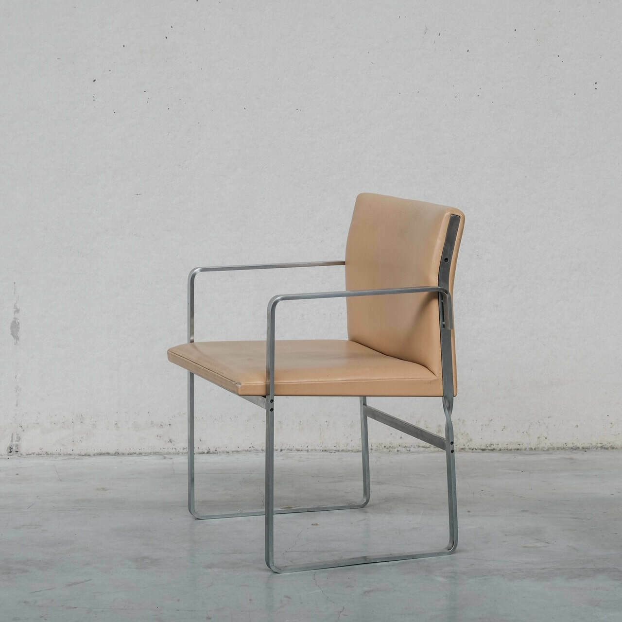 Set Of Six Hans J Wegner 'Jh811' Mid Century Steel And Leather Dining Chairs photo furniture