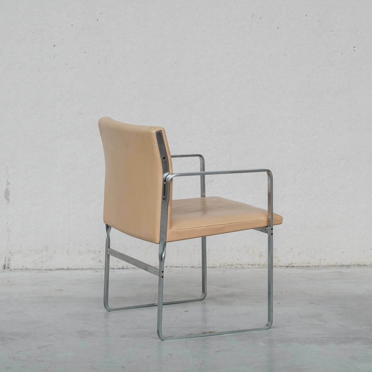 Set Of Six Hans J Wegner 'Jh811' Mid Century Steel And Leather Dining Chairs photo for sale