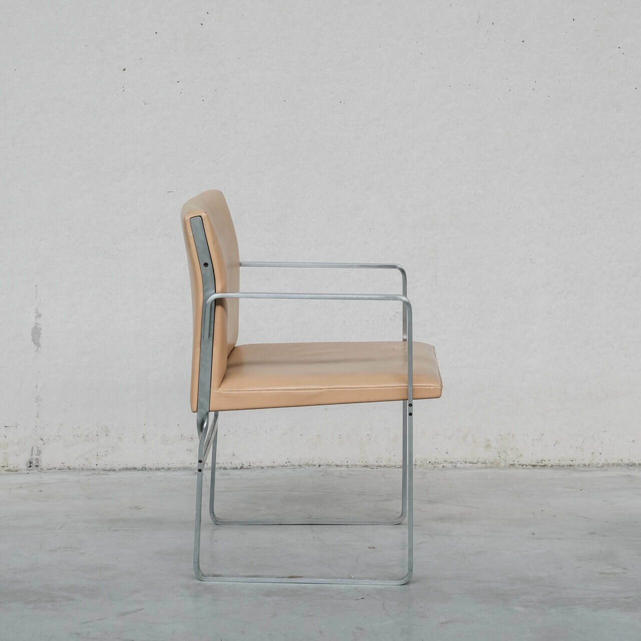 Set Of Six Hans J Wegner 'Jh811' Mid Century Steel And Leather Dining Chairs photo vintage