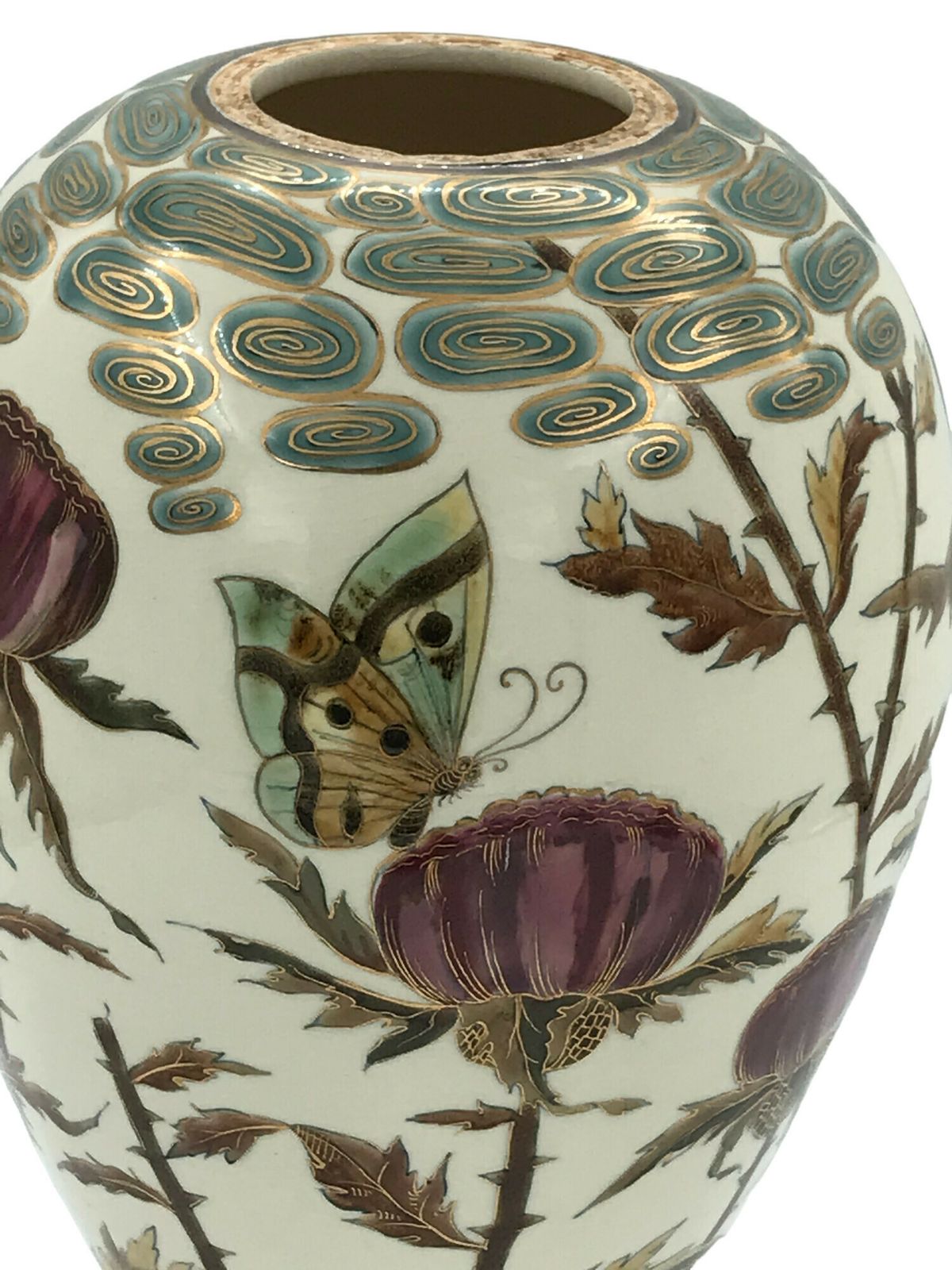 Home Decor Rare 1878 Hungarian Zsolnay Vase Hand Painted – Paris Exposition Masterpiece 38 Centimeters High photo